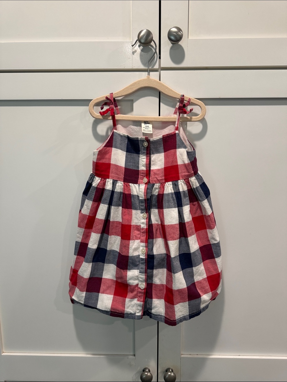 Red Navy White Plaid Button-Front Sundress